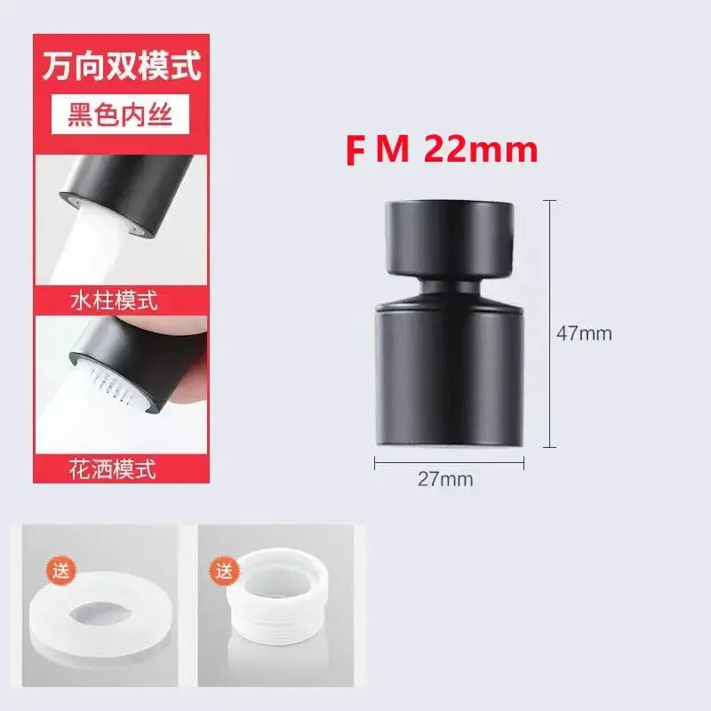 360 Degree Swivel Faucet Spray Head for Kitchen and Bathroom Dual Modes Water Saving Extension Aerator