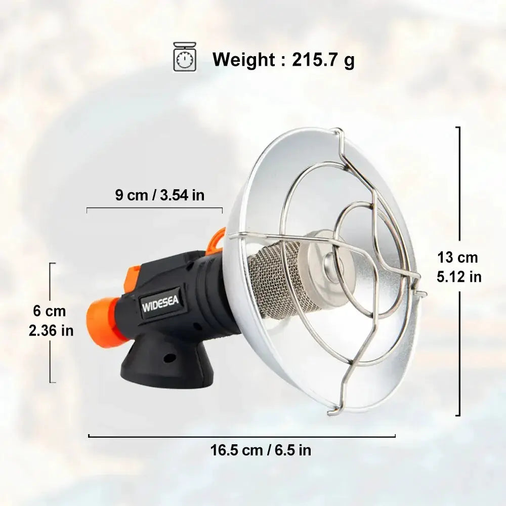 Widesea camping heater, portable stainless steel outdoor stove with a safety grill.