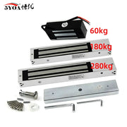 5YOA magnetic lock system with three silver metal door locks (60kg/180kg/280kg) plus strike plate and screws