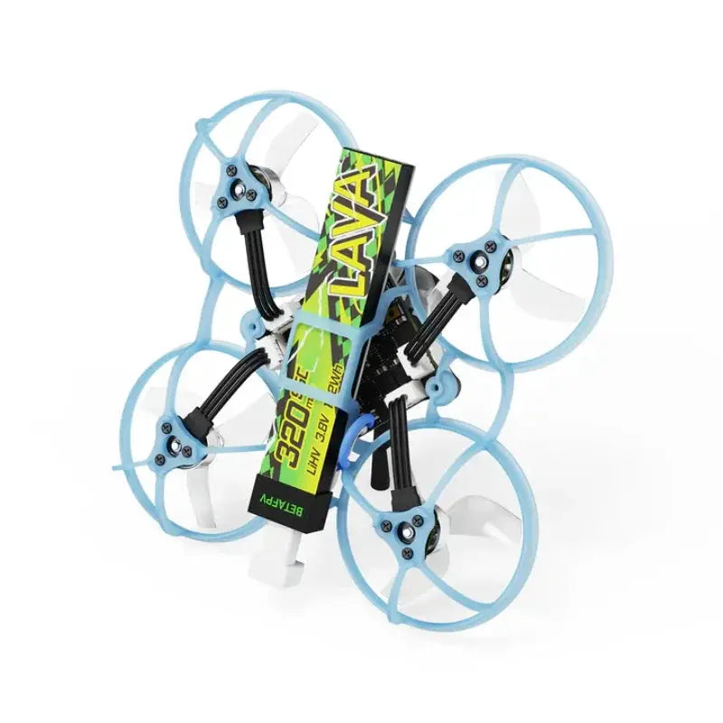 BETAFPV Air65 ll brushless whoop quadcopter, blue frame with white 4-rotor propellers, compact RC racing drone