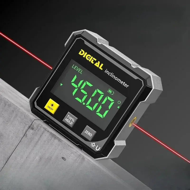 Pocket Digital Level Protractor Inclinometer Magnetic Base Dual Laser Lines 360 Degree Digital Angle Gauge