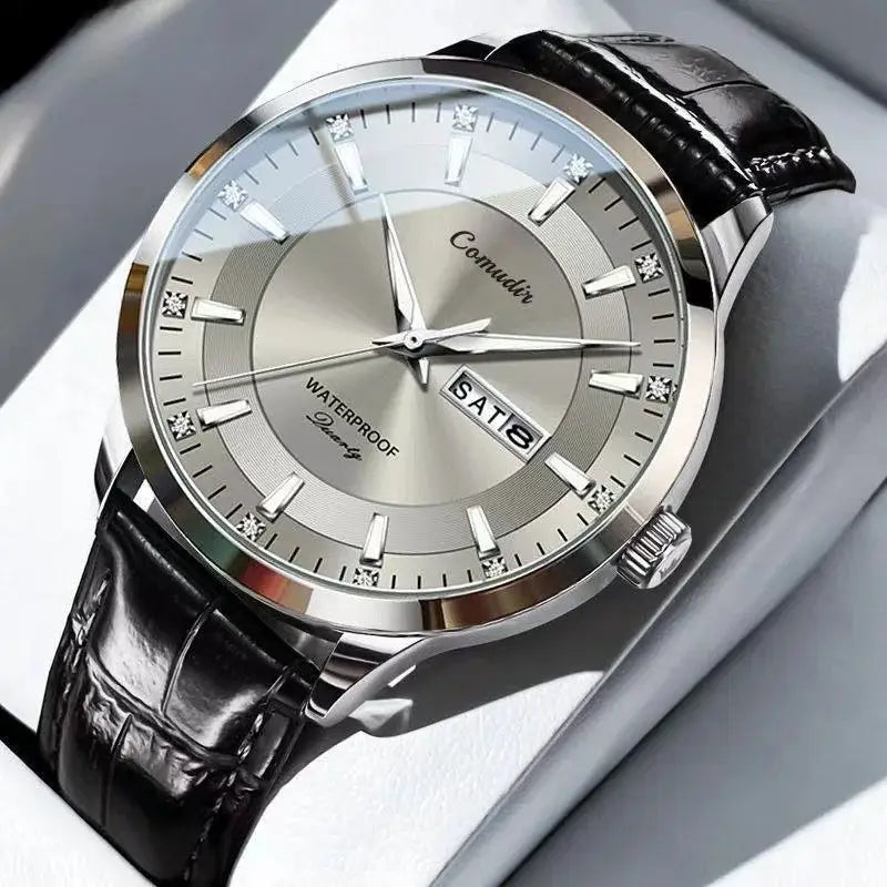 NovaLux Hollow Dial Automatic Mens Waterproof Watch Glow In The Dark Dual Calendar Timepiece