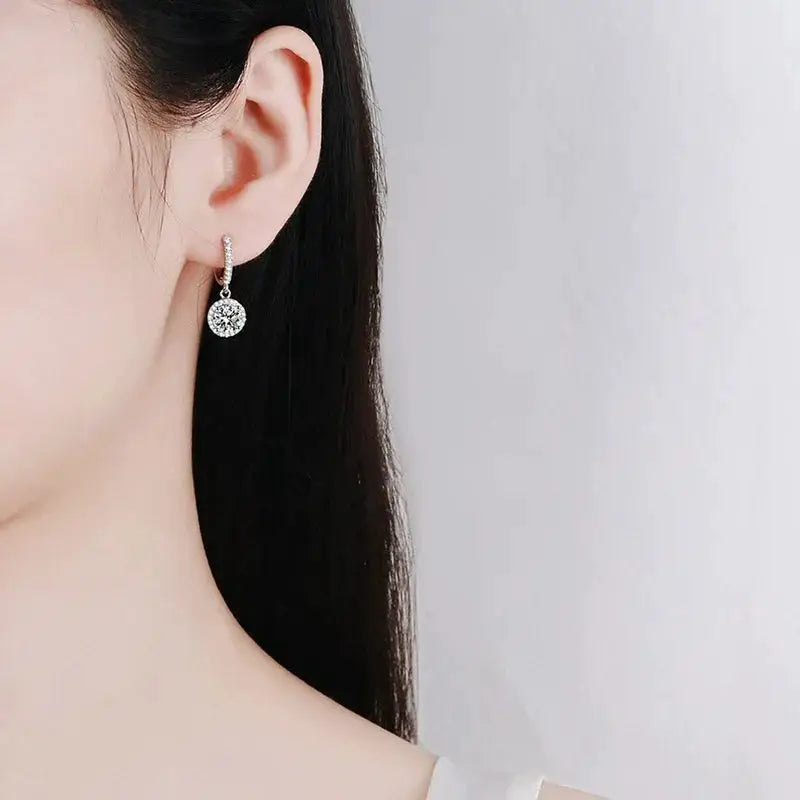 925 Sterling Silver Moissanite Round Hoop Earrings 1 Carat For Women Luxury Evening Style Hypoallergenic