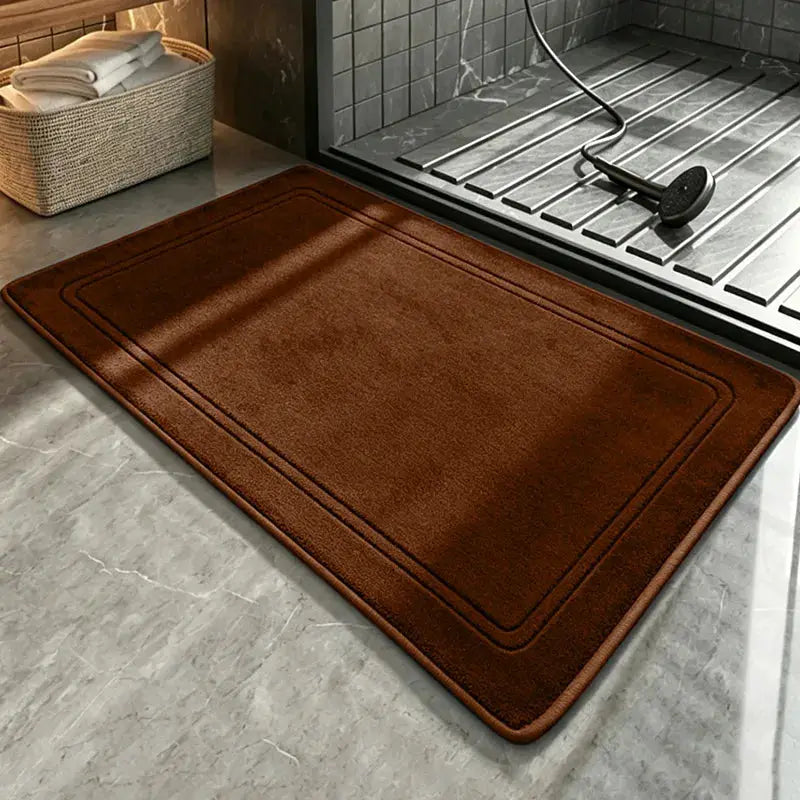 Grey bathroom rug by Simples Market; quick-dry, high water absorption non-slip mat for home bathroom.
