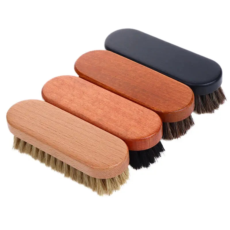 Jetting Horsehair Shoe Cleaning Brush With Wood Handle for Leather Shoes Polishing and Care