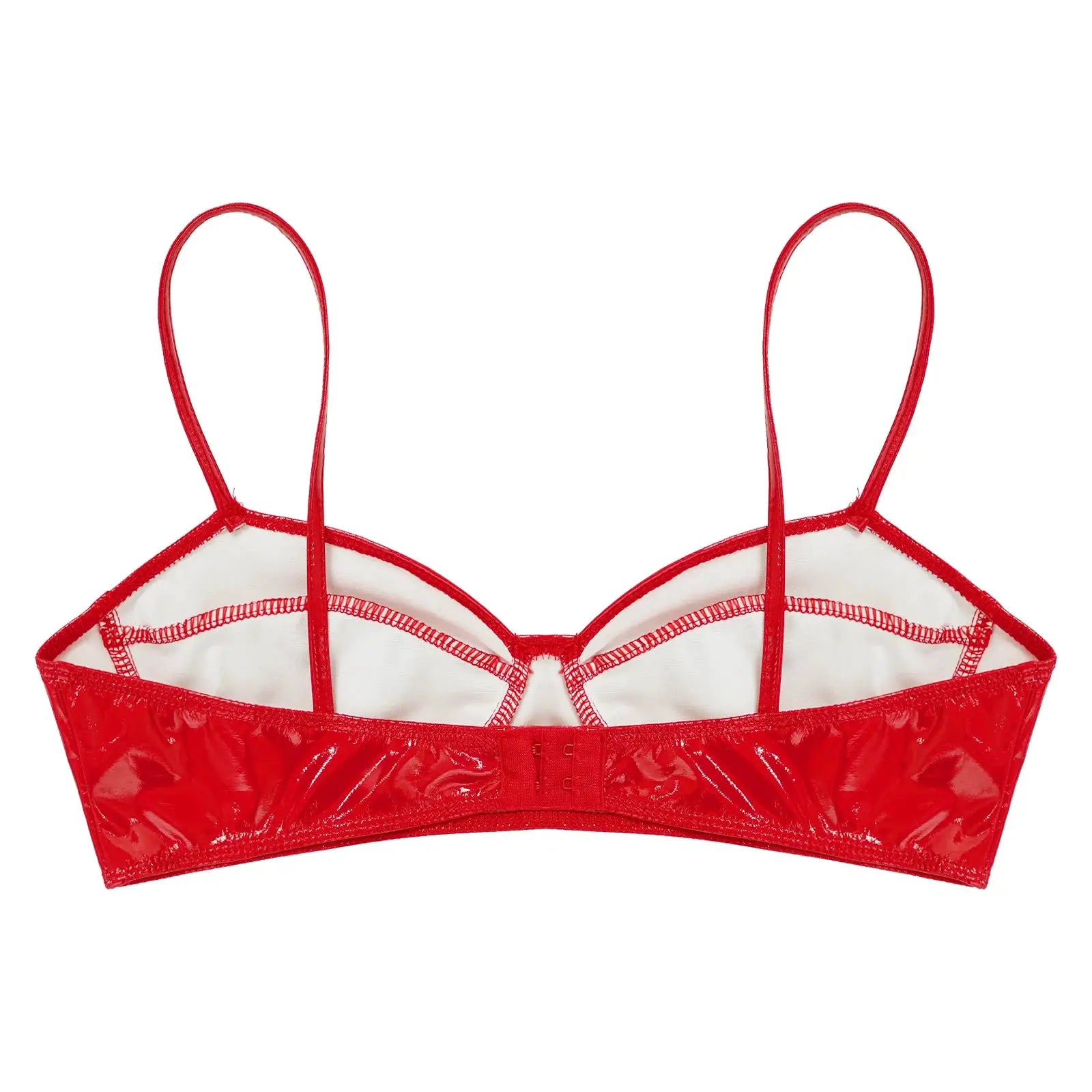 Womens red wetlook patent leather bralette top by Simples Market