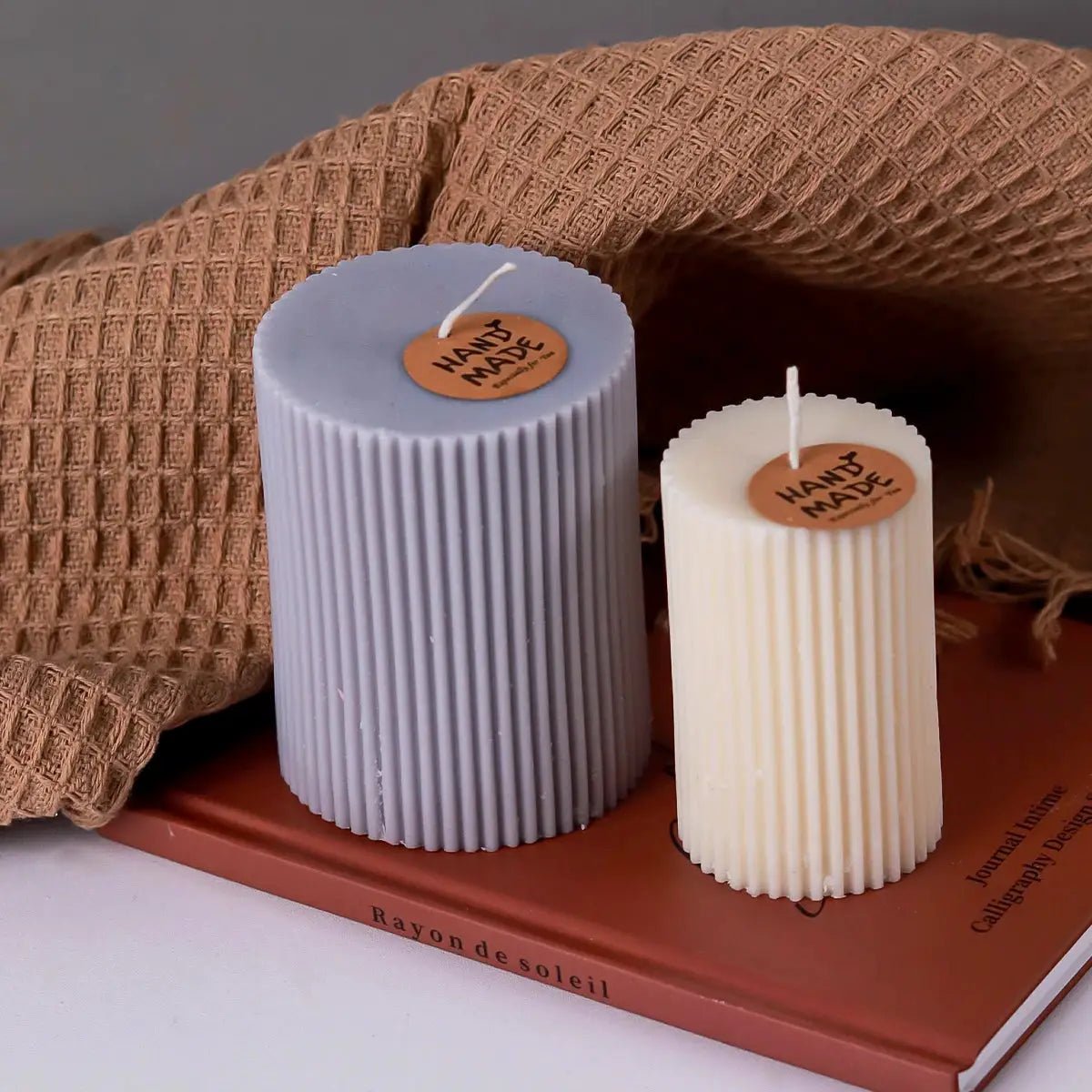 Silicone Candle Mold Striped Roman Cylindrical Columnar Design For Diy Candle Making Handmade - Simples Market
