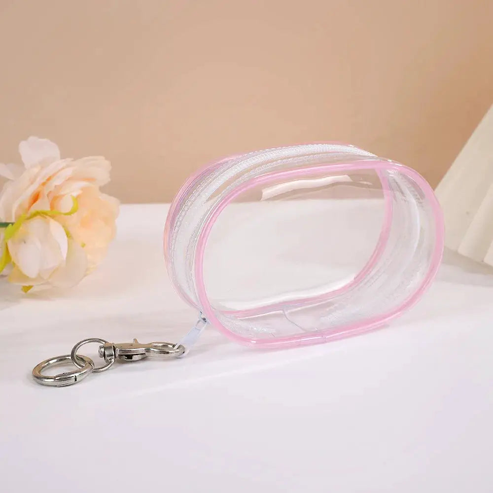 Transparent Plastic Jewelry Organizer Box Pouch With Keychain Cute Doll Bag Dustproof Case For Storage
