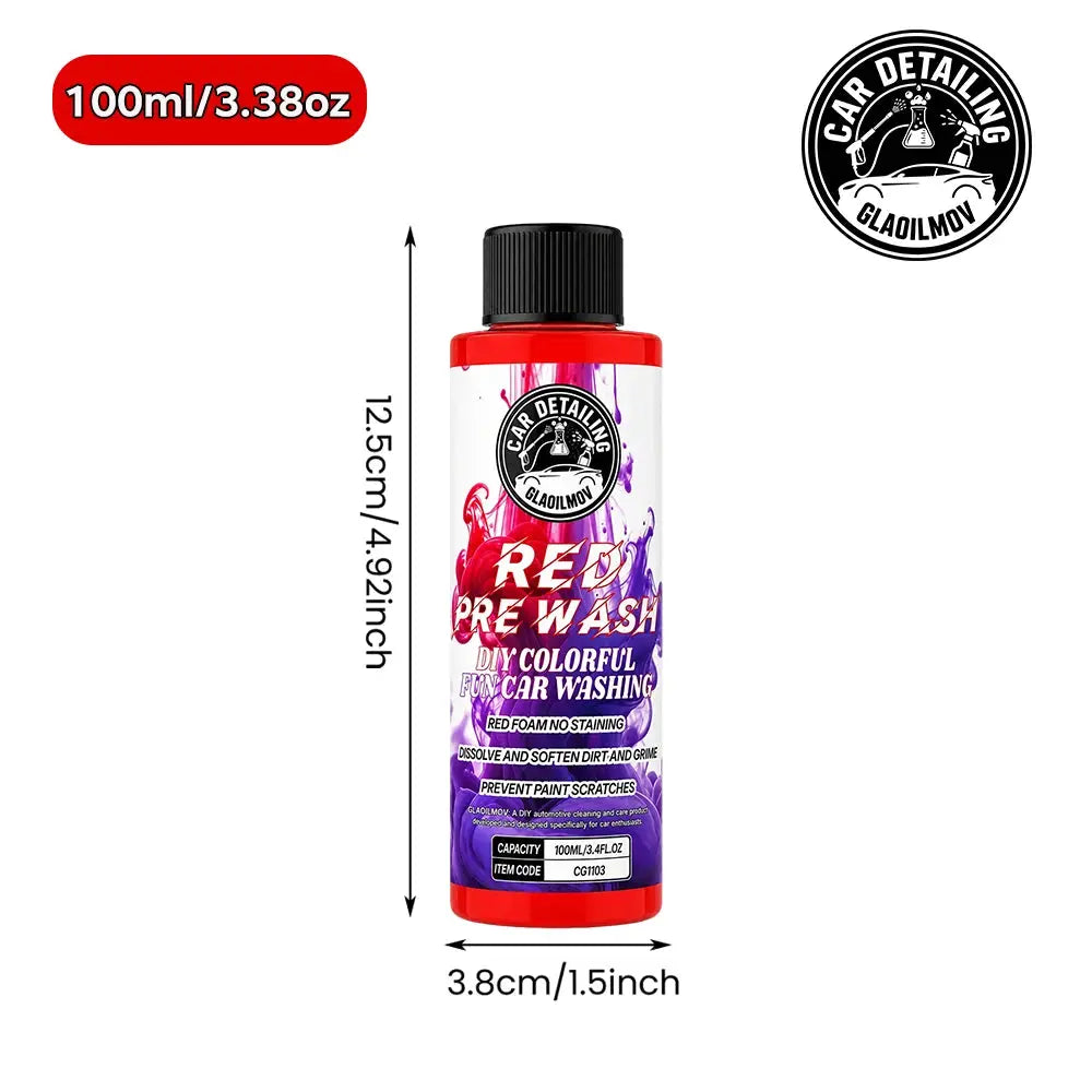 Simples Market Red Pre-Wash car wash solution bottle, 100ml, red bottle with black cap