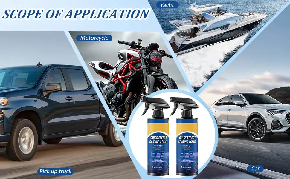 Simples Market 2-pack car coating spray bottles, blue with yellow labels, quick effect coating agent