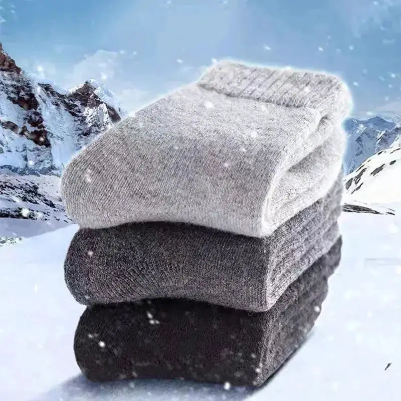 Unisex Merino Wool Winter Thermal Plush Snow Socks For Men And Women Solid Color