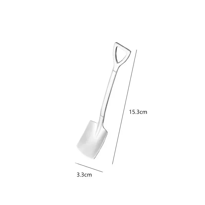 Shovel Shaped Stainless Steel Dessert Spoons Set 1 2 4 Pieces Ice Cream Coffee Tea