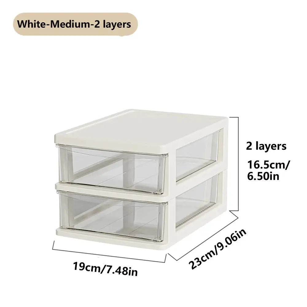 Clear Desktop Storage Box With Drawer Heightened Table Organizer Plastic Office Cabinet For Stationery Cosmetics