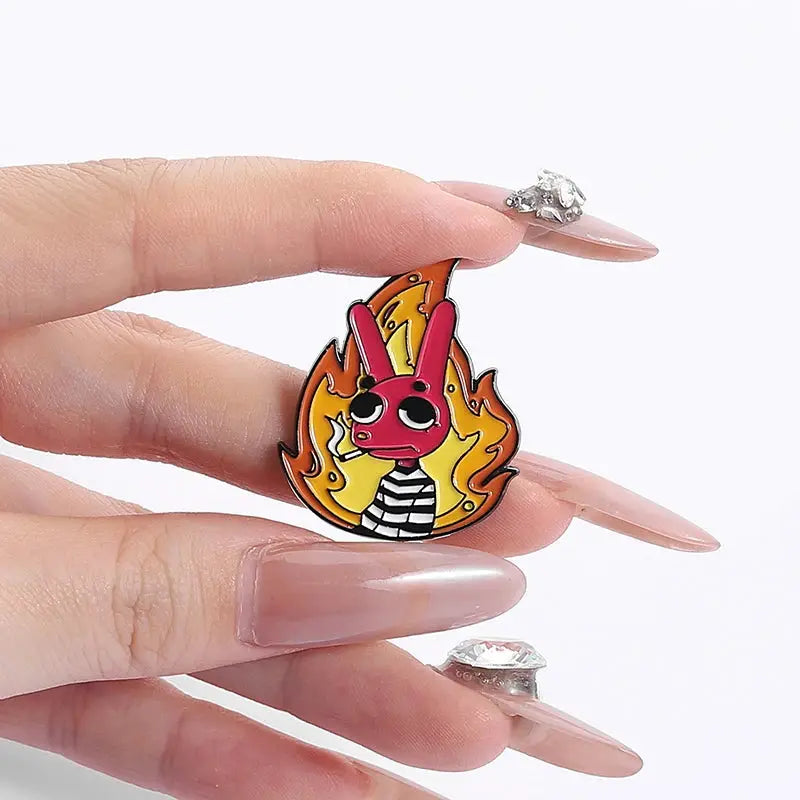Red Rabbit Enamel Pin Custom Lapel Brooch Zinc Alloy Animal Jewelry Gift for Friends