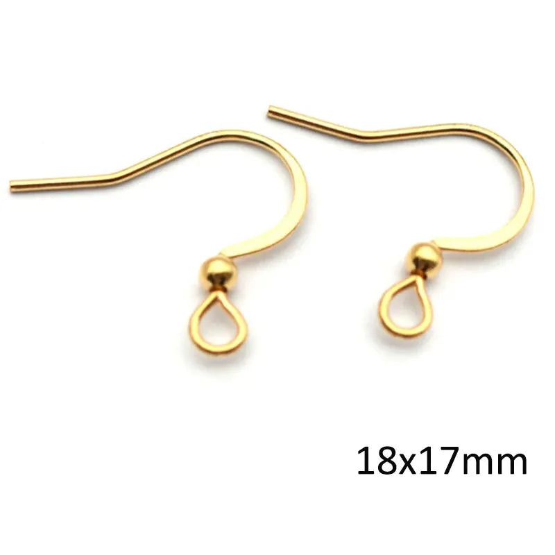 Gold-tone stainless steel earwire hooks with teardrop loops, 18x17mm, 2pcs