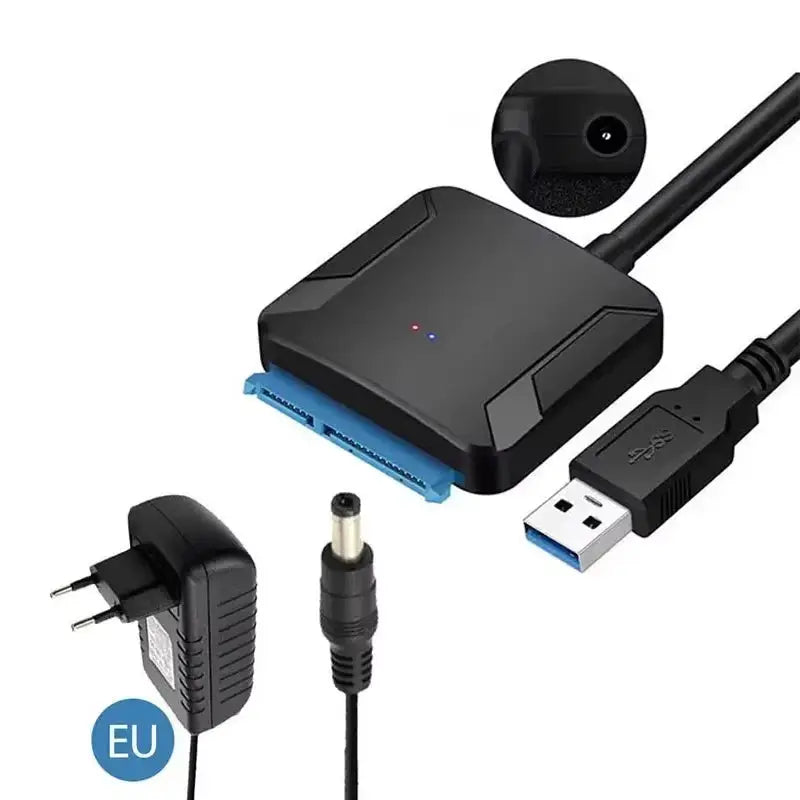 SATA to USB 3.0 Hard Drive Adapter for 2.5 Inch and 3.5 Inch SSD HDD with 12V 2A Power Adapter
