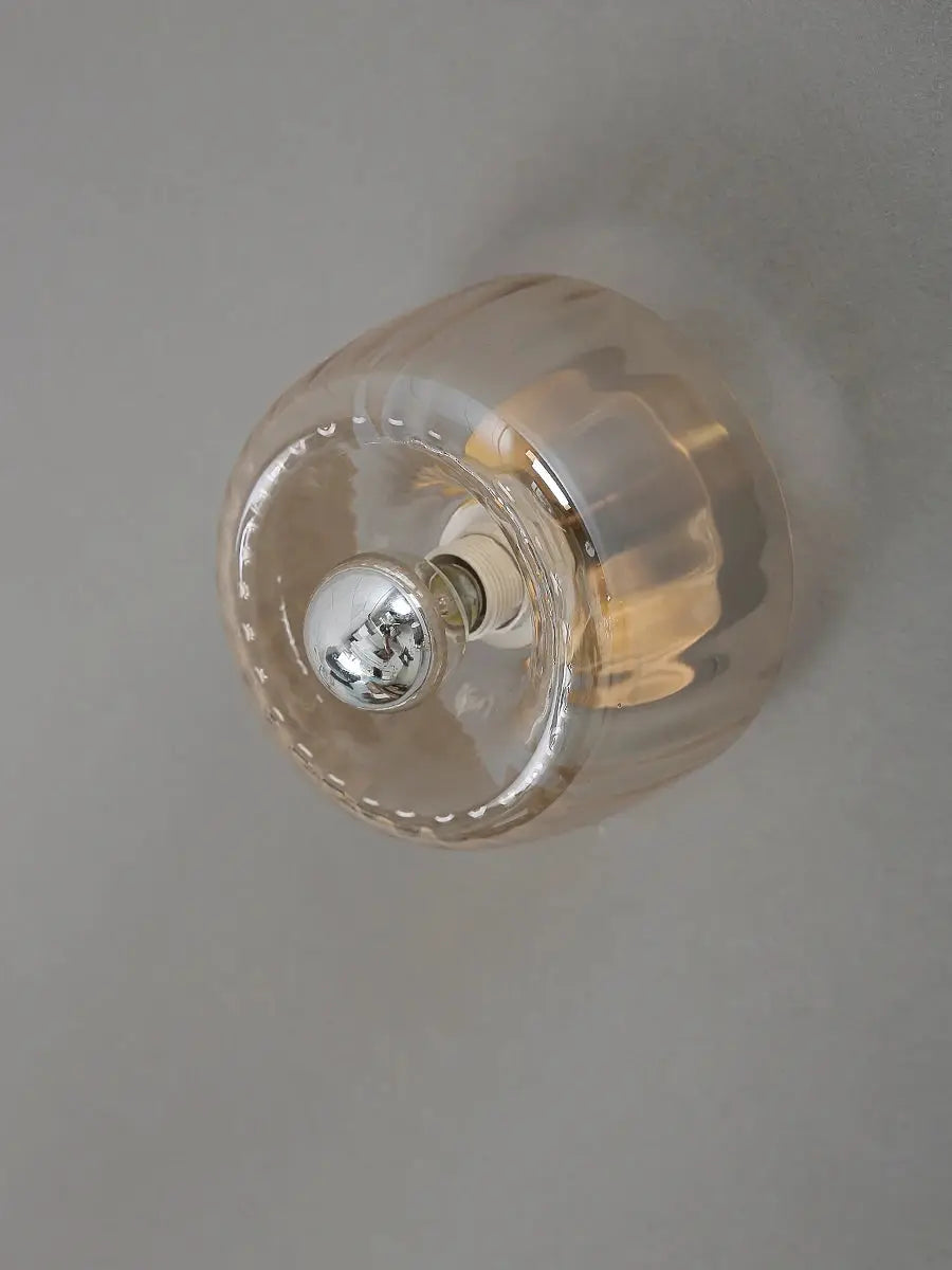 LED Bauhaus glass wall lamp, clear glass globe with chrome socket