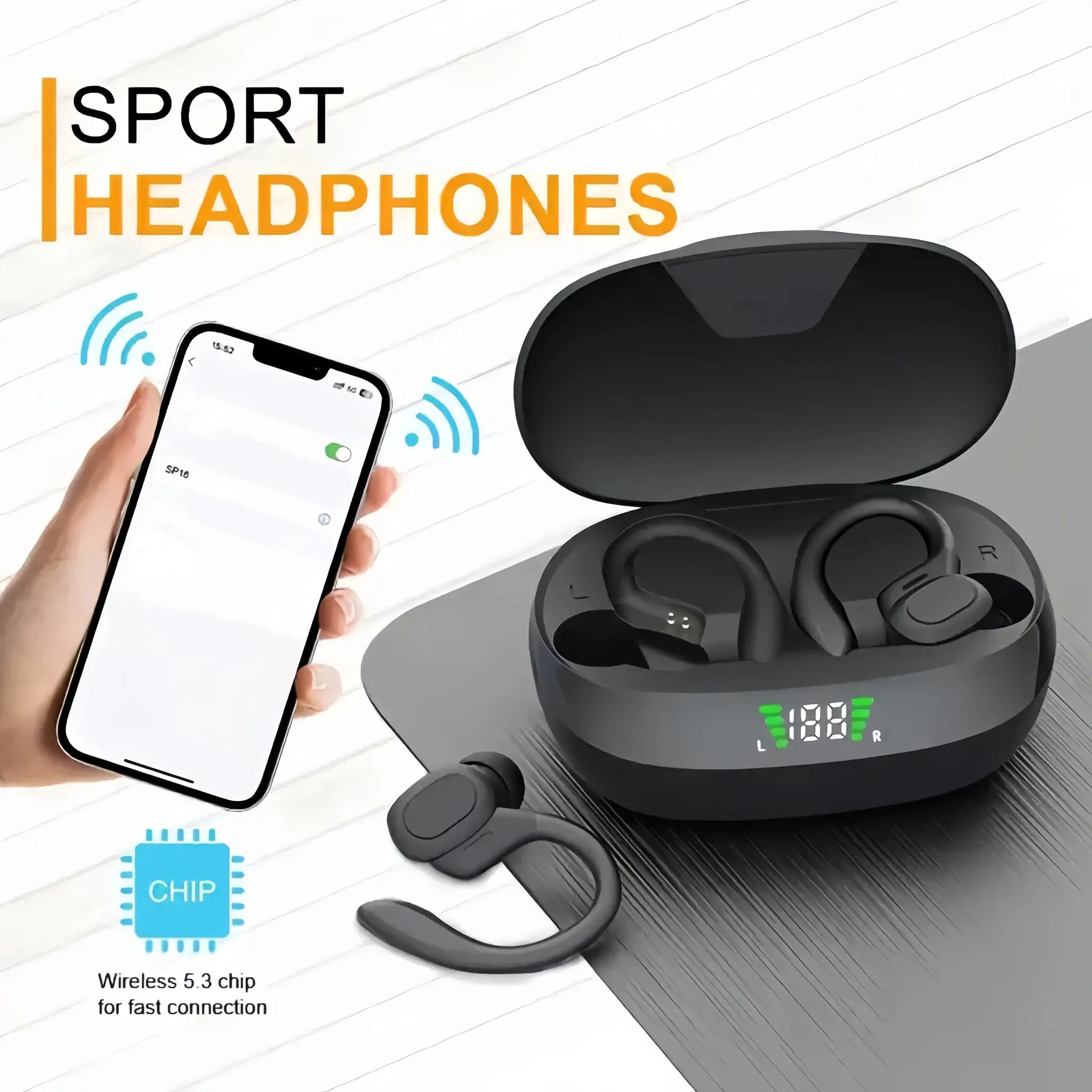 AeroPulse True Wireless Earbuds With Active Noise Cancellation LED Display And Sports Ear Clip For Secure Workouts