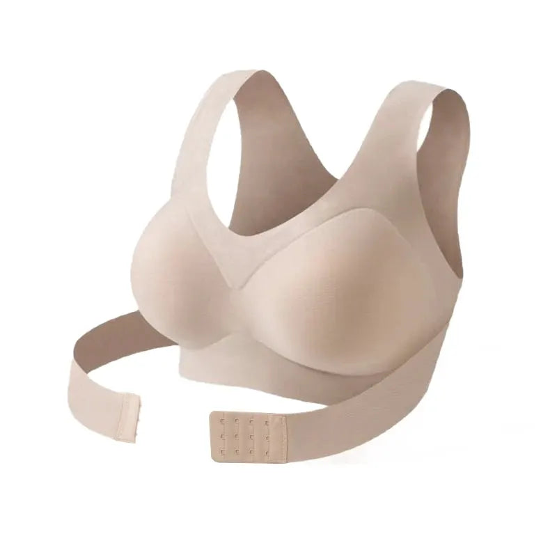 Simples Market FallSweet nude posture-correction bra, seamless wireless bralette with cross-back support