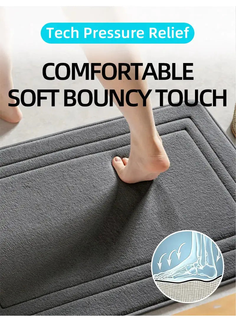 Simples Market grey bathroom rug; soft, quick-dry, high-absorption non-slip bath mat