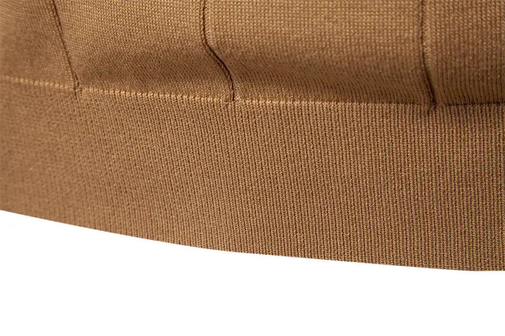 AIOPESON men's solid-color polo shirt fabric close-up in tan brown knit