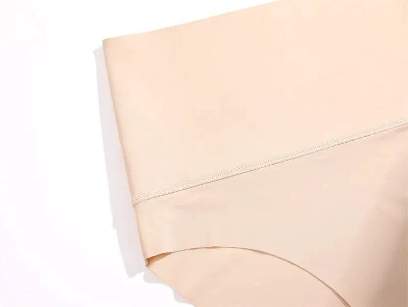 Large size women's seamless panties, high-waist shapewear with elastic butt lifter in nude ice silk fabric