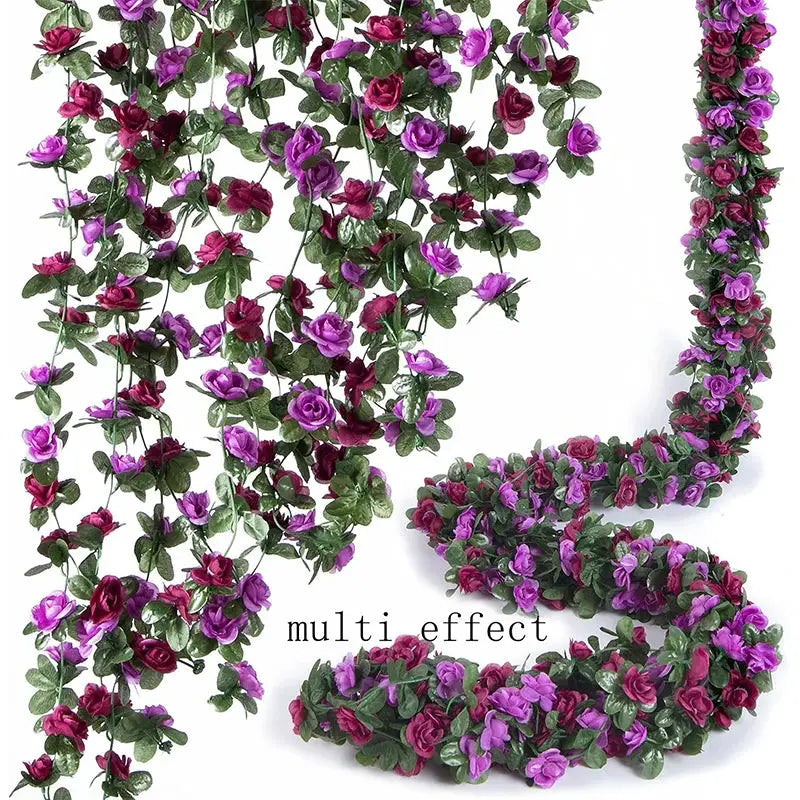 250CM Artificial Rose Flowers Vine For Wedding Decor Home Room Outdoor Garden Arch Rattan DIY
