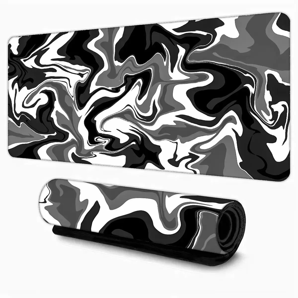 Black Gray Swirl Design Large Mouse Pad Desk Mat For Gaming And Office PC Keyboard Accessories