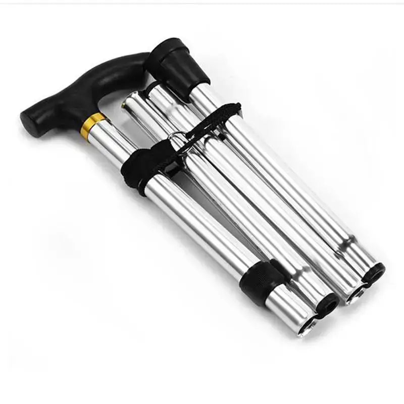Simples Market 4-piece telescopic trekking poles with aluminum alloy shafts and black handles.