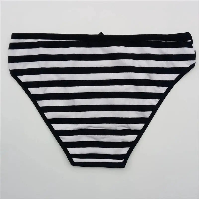 Women's cotton striped panties, black and white bikini briefs by Simples Market