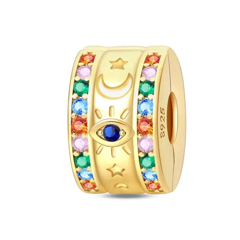 925 Sterling Silver Gold DIY Charms Beads Inlaid Zirconium Sun Leopard Pendants Fit Bracelet For DIY Jewelry Making