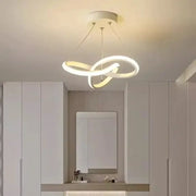 Nordic LED ceiling pendant lamp from Simples Market with white interlocking ring design, modern living room lighting