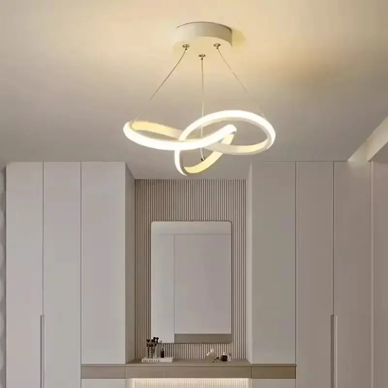 Nordic LED ceiling pendant lamp from Simples Market with white interlocking ring design, modern living room lighting