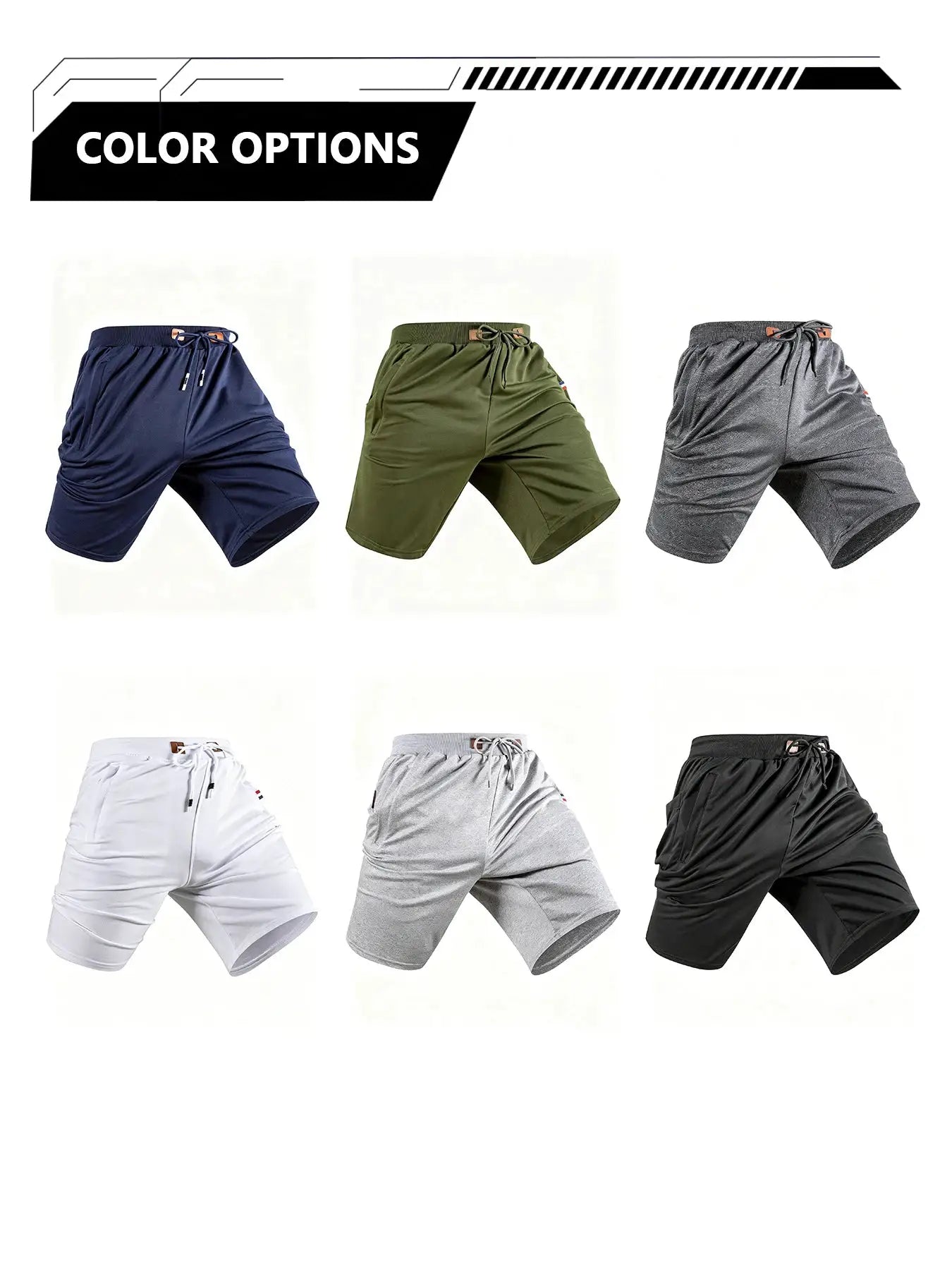 Men's shorts by Simples Market in 6 color options with drawstring waist and pockets.