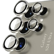 Galaxy camera lens rings set; six silver metal lens caps for multiple rear lenses on a Galaxy smartphone.