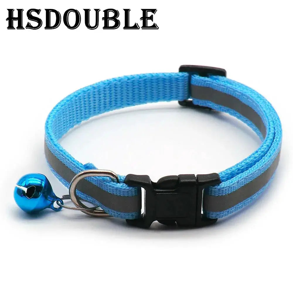2 Pack Reflective Adjustable Cat And Small Dog Collars With Sash Bells In 12 Colors For Night Visibility