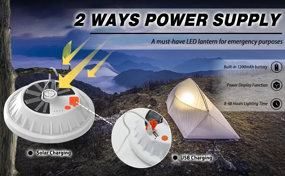 Simples Market outdoor LED leaf camping lamp, solar and USB rechargeable emergency tent light