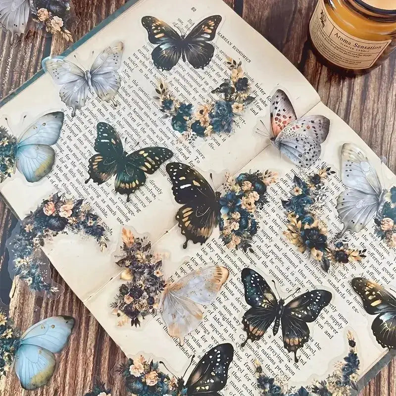 30 Pcs Butterfly and Flower Themed DIY Decorative Sticker Pack for Scrapbooks Journals Planners Labels