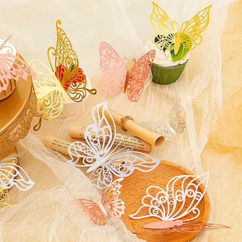 12 Piece Set 3D Hollow Butterfly Wall Stickers For Wedding Decor Children Room Living Room Kids Bedroom DIY