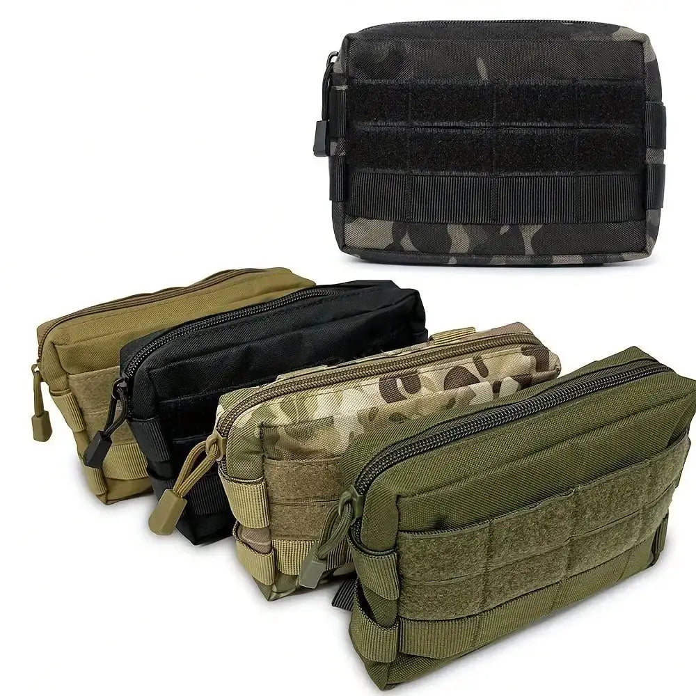 Tactical Molle EDC Waist Pouch in different colors, ideal for outdoor and tactical use.