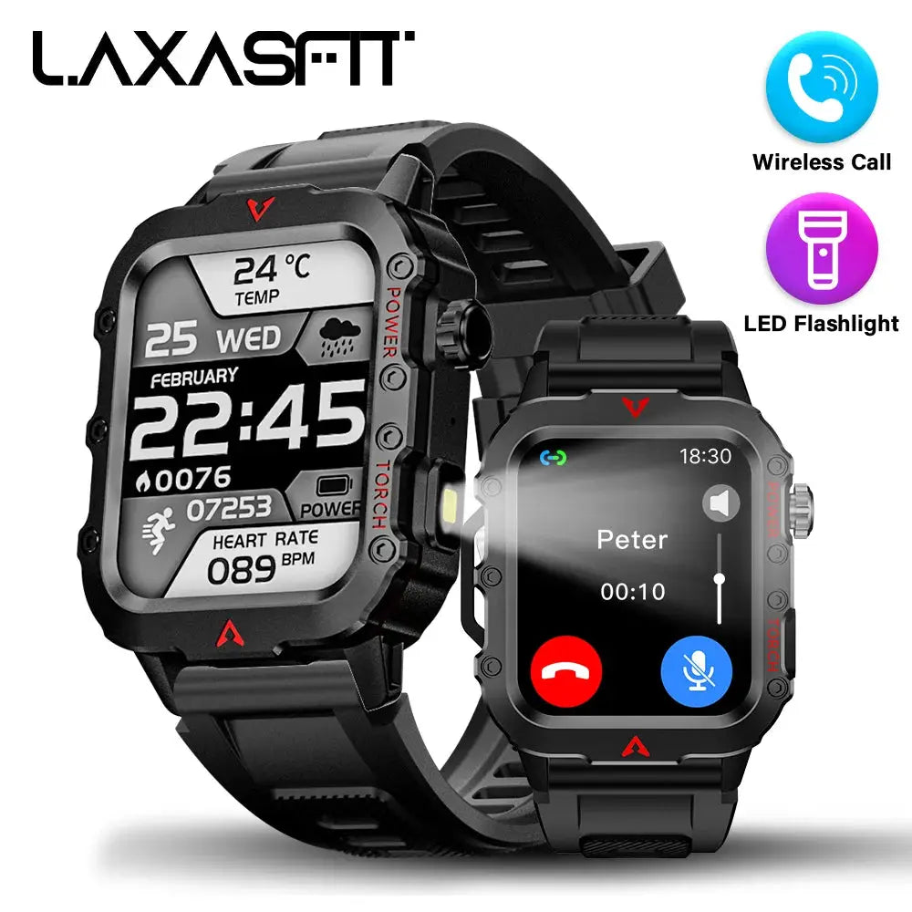 LAXASFIT Men Sports Smart Watch With 1.71 Inch HD Touch Screen Blood Oxygen Bluetooth Calling And Multi Sport Modes