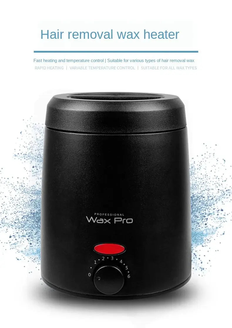 Wax Pro waxing heater by Simples Market; black 200ml paraffin warmer with red power button and dial.