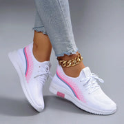 SwiftStride Womens Summer Breathable Mesh Flat Shoes Lightweight Casual Sneakers For All Day Comfort