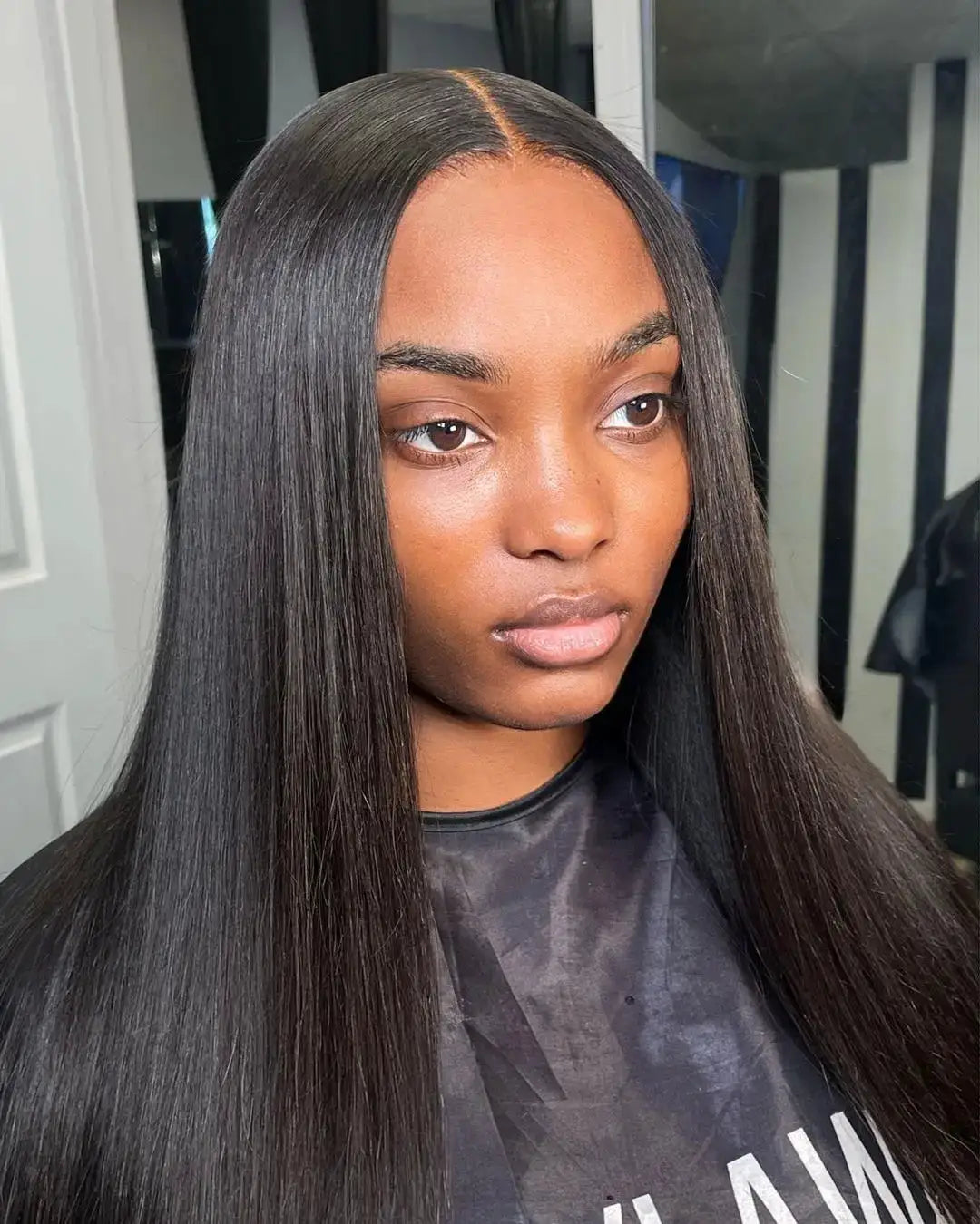 Simples Market Phashion lace frontal wig, straight long black hair, 13x4 lace front