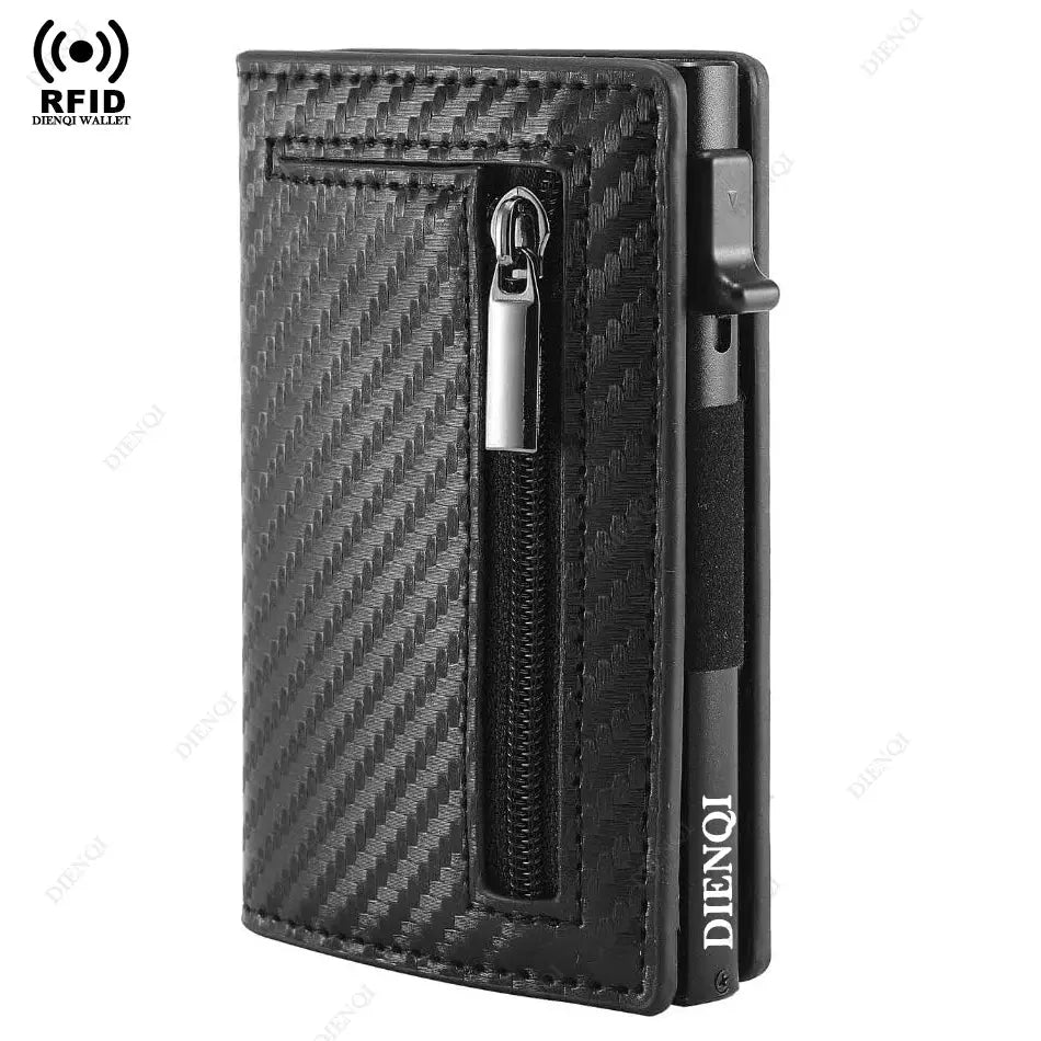 LuxBrand RFID Credit Card Holder For Men Slim Aluminum Alloy Wallet With RFID Protection And Coin Pocket