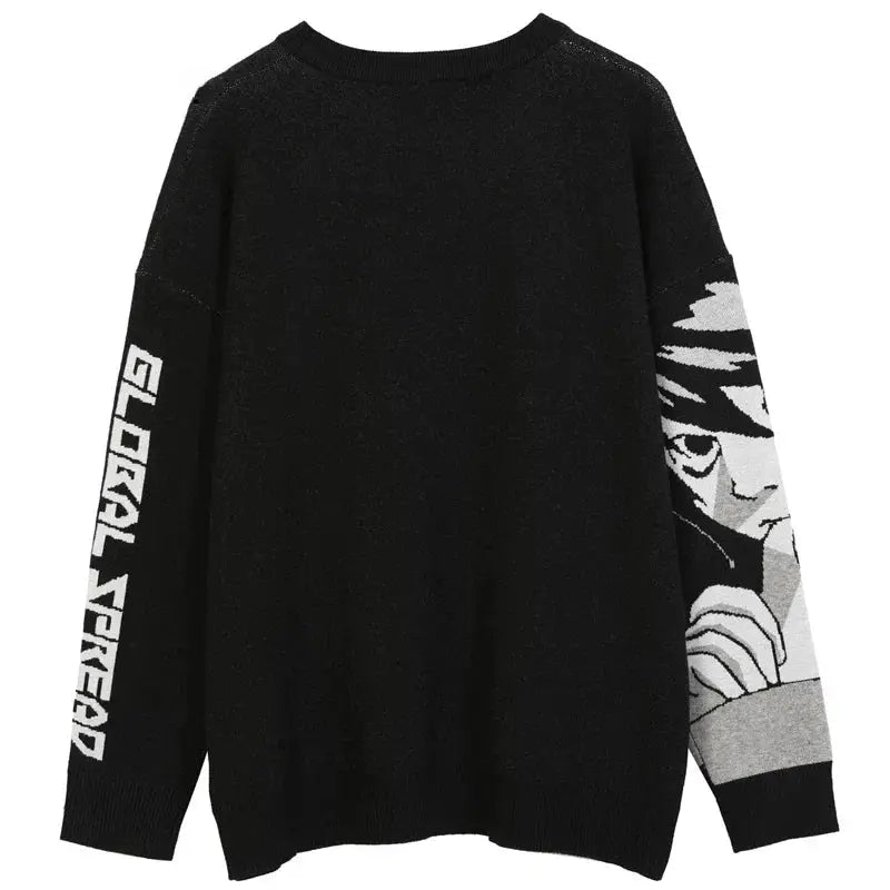 UrbanPulse Women Harajuku Streetwear Pullover Sweater With Vintage Japanese Anime Girl Print For Autumn Winter