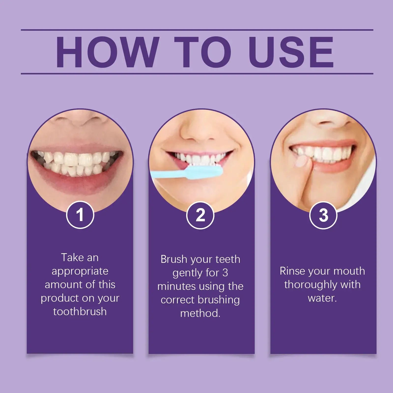 Simples Market Teeth Whitening Purple Powder Toothpaste; apply paste to toothbrush, brush 3 minutes, rinse.