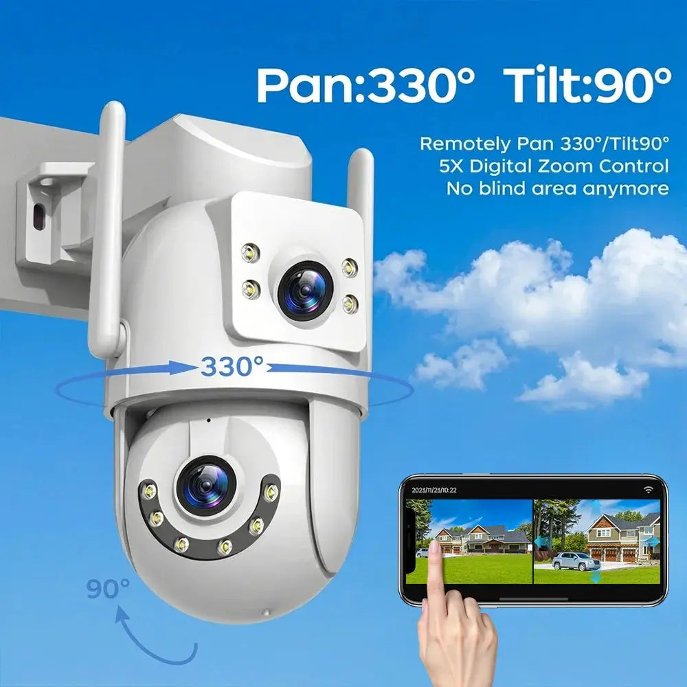 Jooan outdoor 4K 8MP PTZ security camera with dual lens, 5x zoom and AI tracking