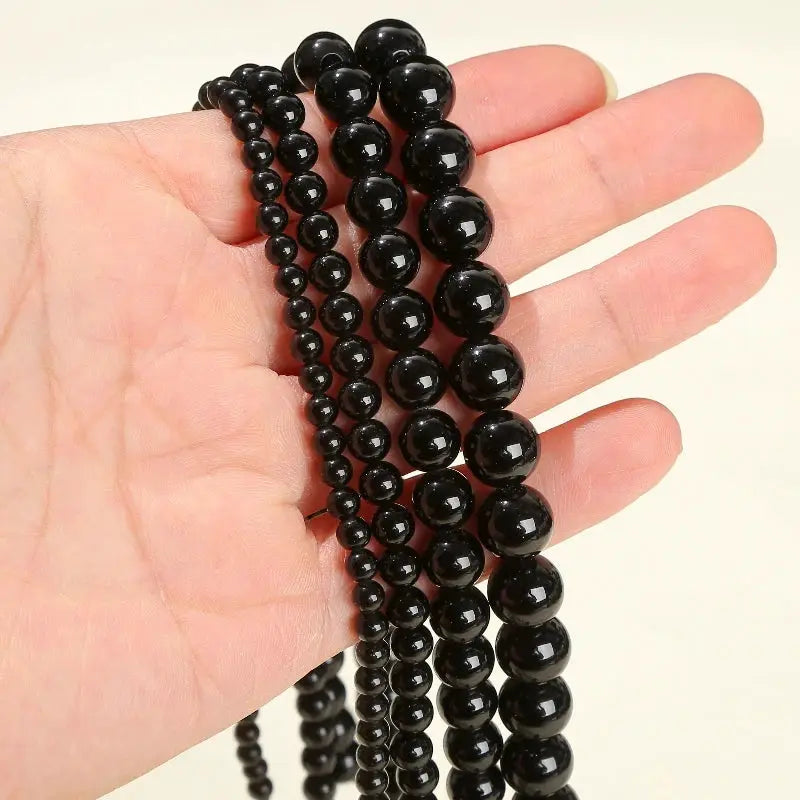 4mm 6mm 8mm 10mm Natural Stone Black Obsidian Beads Polished Round Loose Spacer Beads For Jewelry Making DIY Necklace