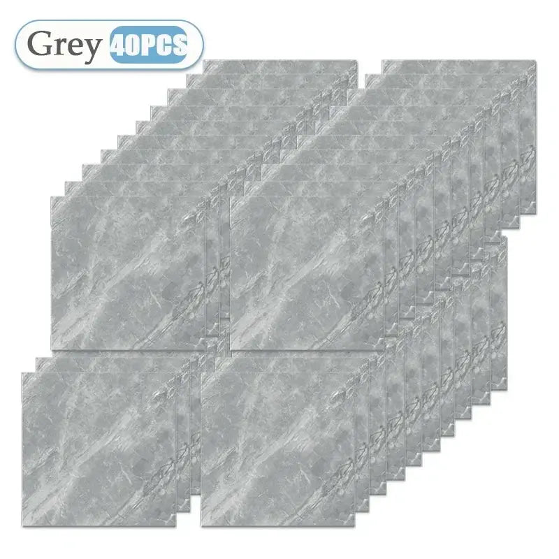 Self-adhesive grey marble tile stickers, 30x30cm, 40pcs, waterproof kitchen/bathroom decor by Simples Market